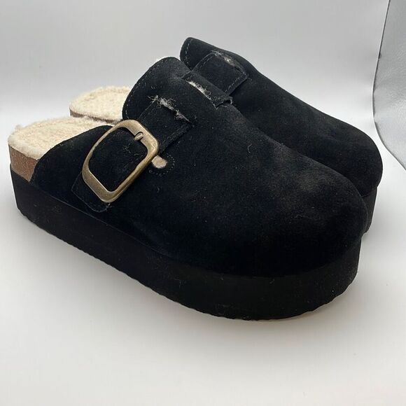 CUSHIONAIRE Women's COZY slip-On Genuine Suede Cork Footbed Platform Clog SIZE 9 - Picture 1 of 8